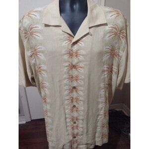 Tommy Bahama “Welcome To The Island” Embroidered Silk Camp Shirt Size XL Yellow